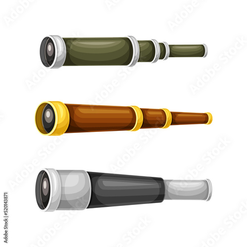 Monocular as Compact Refracting Telescope for Viewing Distant Object Vector Set