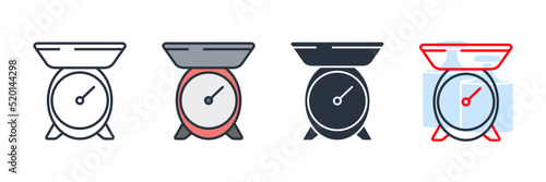 kitchen scales icon logo vector illustration. weight symbol template for graphic and web design collection