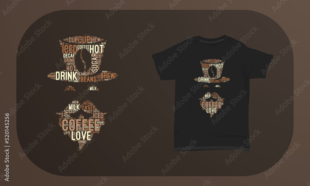 Coffee face Shape Cloud T-shirt Design Coffee face Shape Cloud T-shirt Design