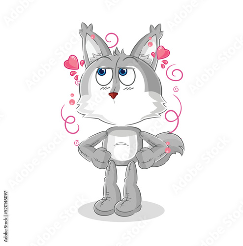 wolf shy vector. cartoon character