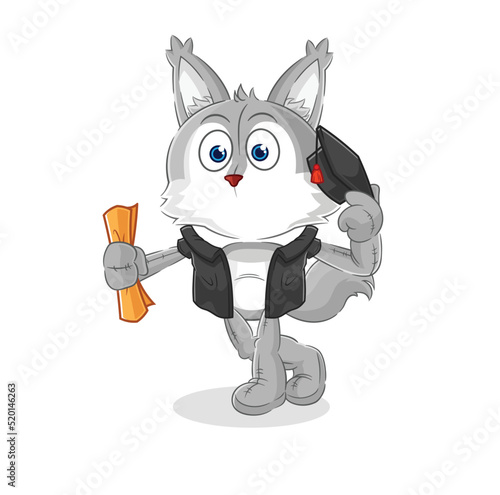 wolf graduation vector. cartoon character