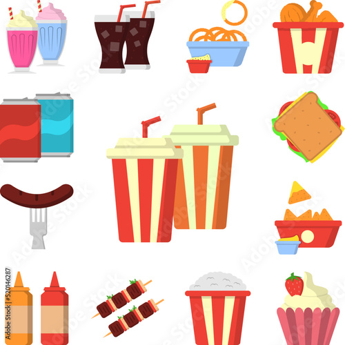 Soda drink color icon in a collection with other items