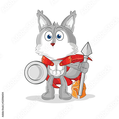 wolf spartan character. cartoon mascot vector