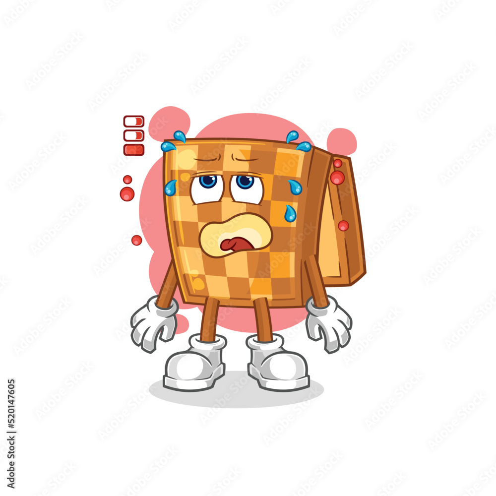 wood chess low battery mascot. cartoon vector