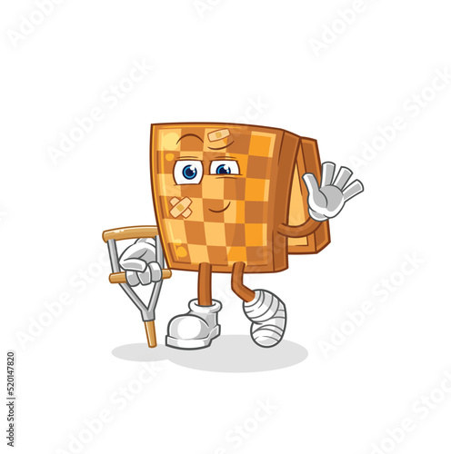 wood chess sick with limping stick. cartoon mascot vector