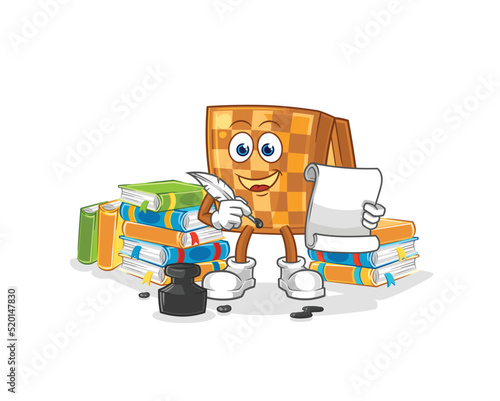 wood chess writer vector. cartoon character