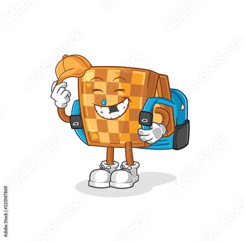 wood chess goes to school vector. cartoon character