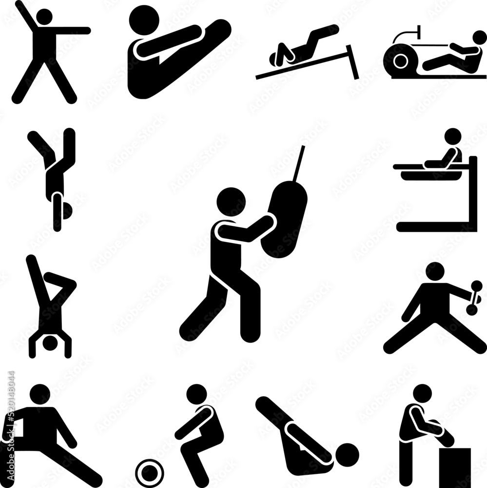 Kick boxing man fitness gym with arrow pictogram icon in a collection with other items Kick boxing man fitness gym with arrow pictogram icon in a collection with other items