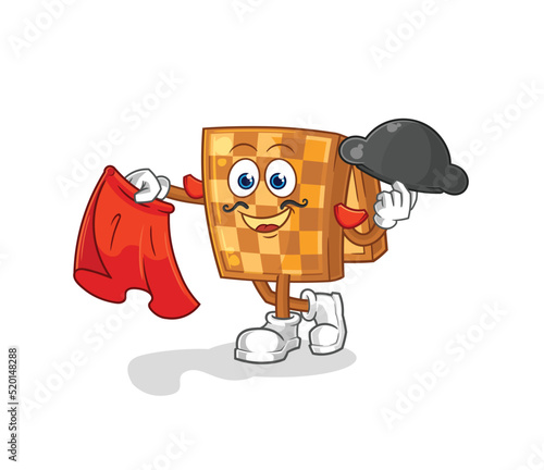 wood chess matador with red cloth illustration. character vector