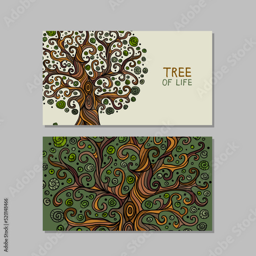 Vintage tree of life with roots, concept art for your business. Creative idea...