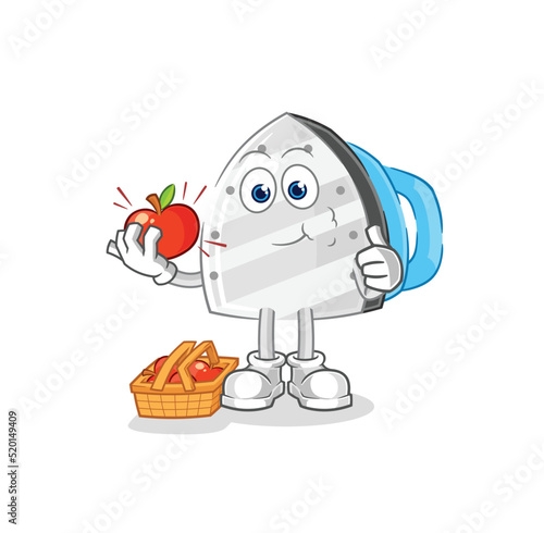 iron eating an apple illustration. character vector