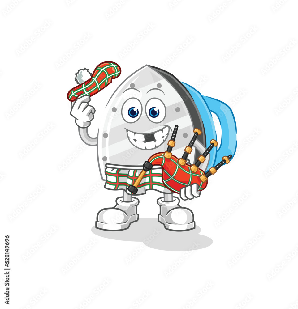 iron scottish with bagpipes vector. cartoon character