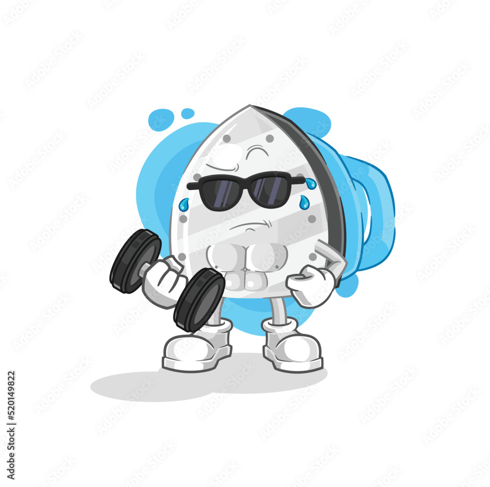 iron lifting dumbbell vector. cartoon character iron lifting dumbbell vector. cartoon character