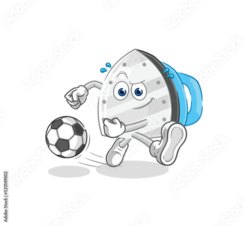 iron kicking the ball cartoon. cartoon mascot vector