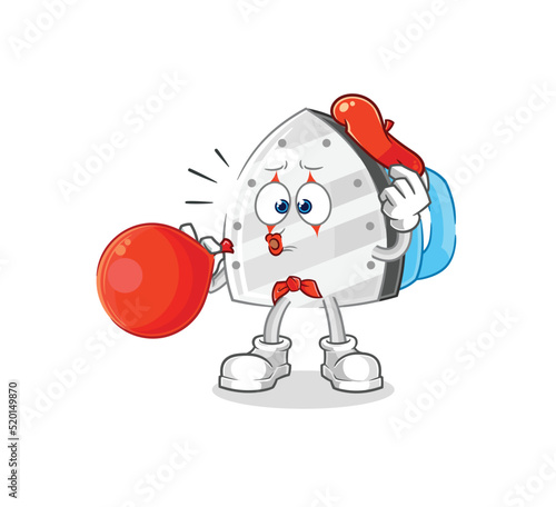iron pantomime blowing balloon. cartoon mascot vector