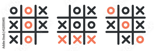 Tic tac toe game. Business Strategy line concept. Vector  illustration