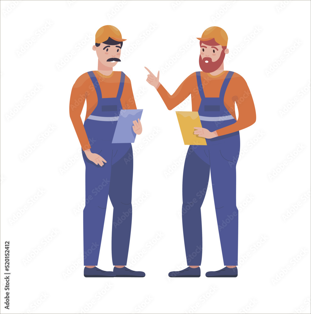 Two engineers discussing a project. Builders, architects. Gas pipline operators. People wearing uniform. Helmets. Two engineers discussing a project. Builders, architects. Gas pipline operators. People wearing uniform. Helmets.