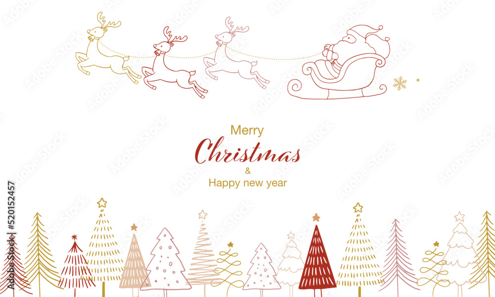 Obraz premium 手描きのクリスマスのベクターイラスト背景