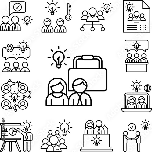 Businessmen portfolio icon in a collection with other items