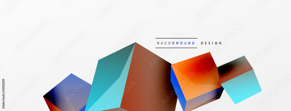 3d vector abstract background. Flying cubes composition. Trendy techno business template for wallpaper, banner, background or landing 3d vector abstract background. Flying cubes composition. Trendy techno business template for wallpaper, banner, background or landing