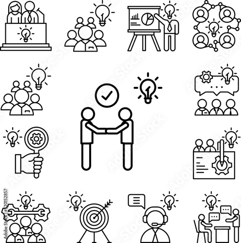 Agreement teamwork handshake icon in a collection with other items