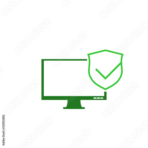Monitor security icon isolated on white background