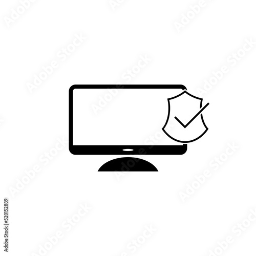 Monitor security icon isolated on white background
