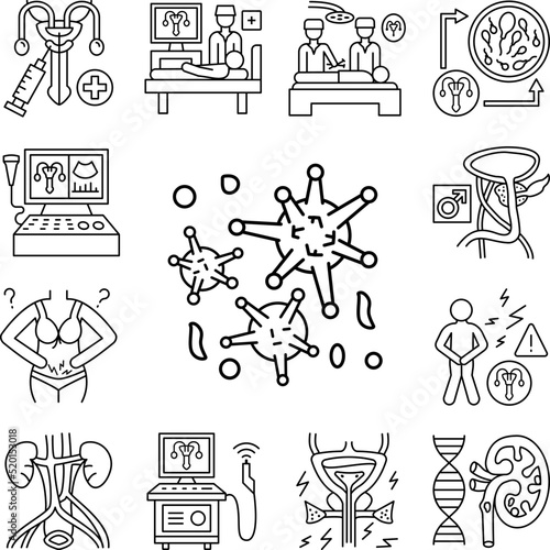 Viruses urethra icon in a collection with other items