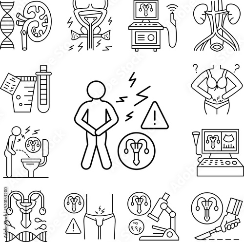 Frequent urination urethra icon in a collection with other items