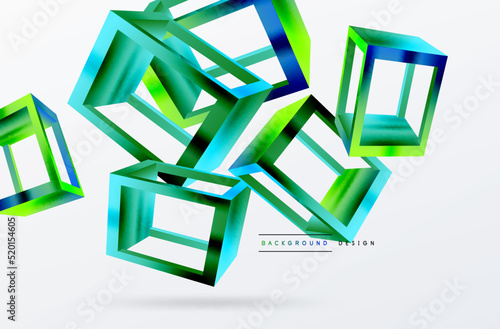 3D cube shapes vector geometric background. Trendy techno business template for wallpaper, banner, background or landing