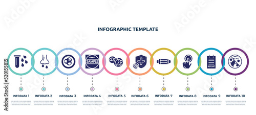concept infographic design template. included blood, rhinitis, epidemic, sample, cell division, immune, sterile mask, touch, antibacterial icons and 10 option or steps.