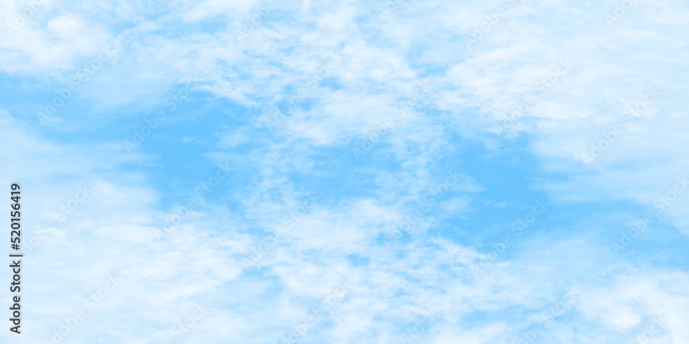 Clear and cloudy puffy and blurry blue sky background, bright and fresh blue sky and white clouds of summer or winter seasons.