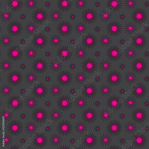 Abstract circle zigzag pattern Vector art. Pink Seamless pattern. Color Abstract Modern stylish texture. Geometric shapes. Illustration. Dark Purple Background. Simple Cute design. Girlish pattern.  