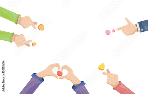 Finger heart and Hand heart by people for express love and concern vector illustration graphic EPS 10