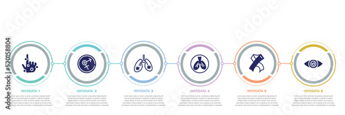 concept infographic design template. included rash, sexual transmitted disease, infected lungs, respiratory, hiv, eye icons and 6 option or steps.