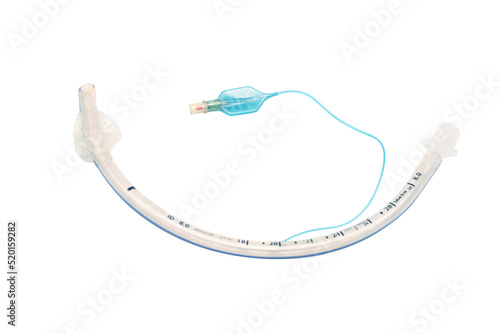 Medical Endotracheal tube isolated on a white background photo