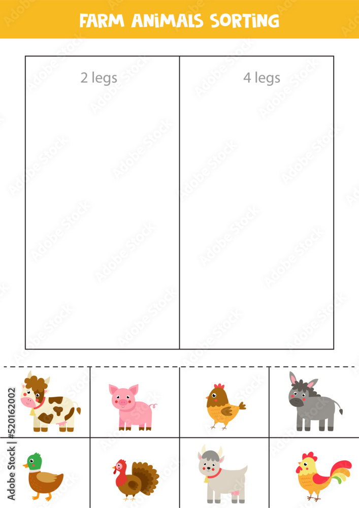 Fototapeta premium Sorting farm animals. Logical game for children.