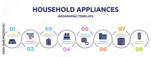 Wallpaper Mural household appliances concept infographic design template. included hard drive, color scheme, data list, on, database management, fonts, data storage, circuit board icons and 8 option or steps. Torontodigital.ca
