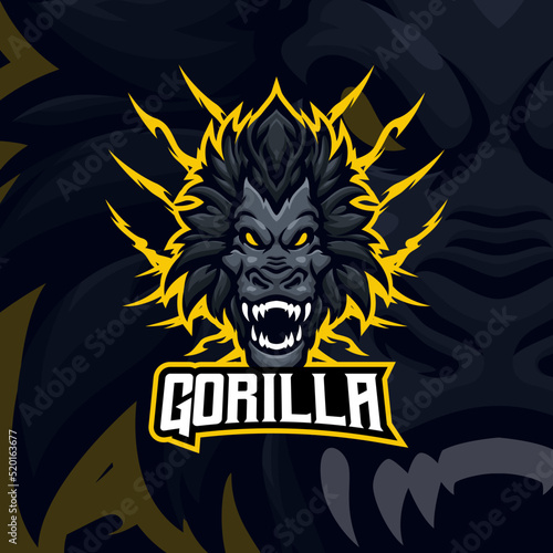 Gorilla masscot logo esport illustration premium vector