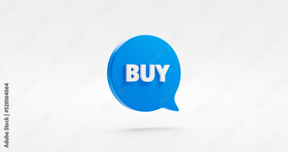 Buy 3d icon isolated on white background with blue message bubble symbol or business financial market payment commerce currency or shop purchase price deal and online cash stock credit product sale. Buy 3d icon isolated on white background with blue message bubble symbol or business financial market payment commerce currency or shop purchase price deal and online cash stock credit product sale.