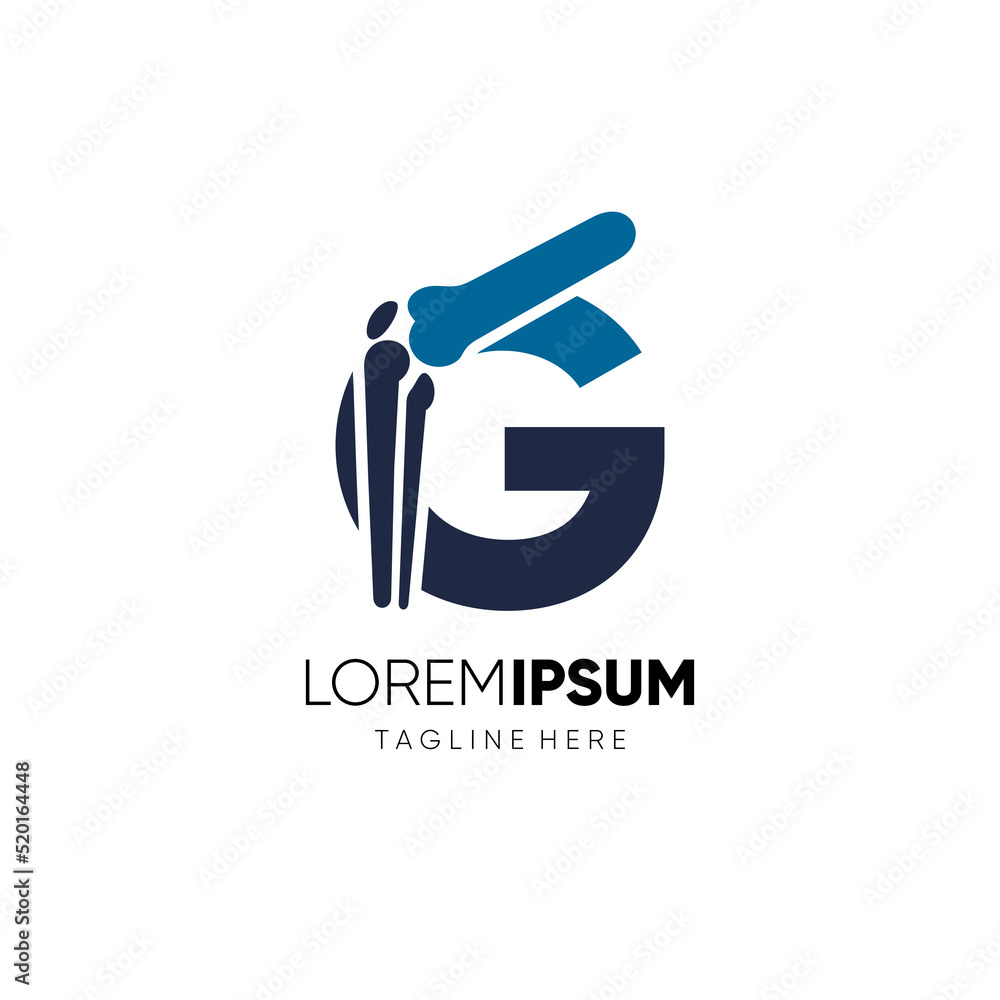 Letter G Knee Joint Bone Logo Design Vector Icon Graphic Emblem Illustration Background Template Letter G Knee Joint Bone Logo Design Vector Icon Graphic Emblem Illustration Background Template