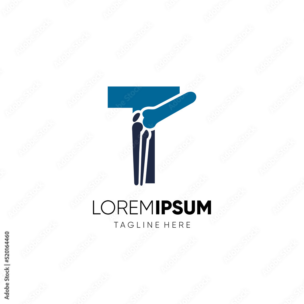 Letter T Knee Joint Bone Logo Design Vector Icon Graphic Emblem Illustration Background Template Letter T Knee Joint Bone Logo Design Vector Icon Graphic Emblem Illustration Background Template