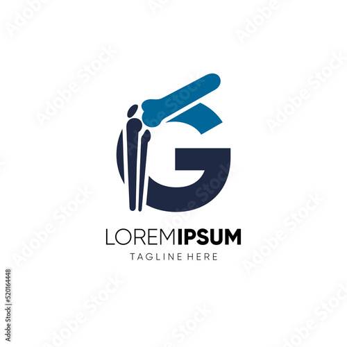 Letter G Knee Joint Bone Logo Design Vector Icon Graphic Emblem Illustration Background Template