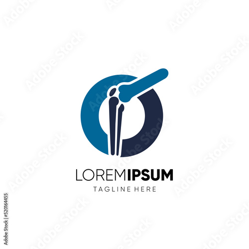 Letter O Knee Joint Bone Logo Design Vector Icon Graphic Emblem Illustration Background Template