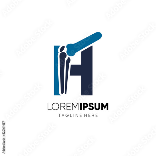Letter H Knee Joint Bone Logo Design Vector Icon Graphic Emblem Illustration Background Template