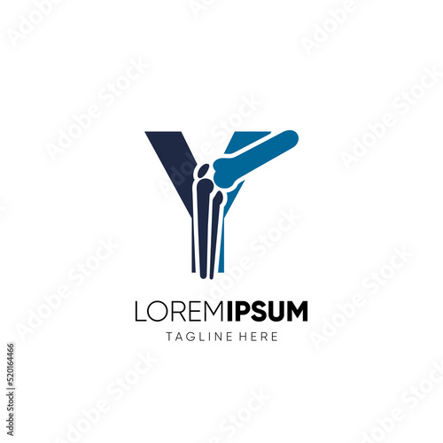 Letter Y Knee Joint Bone Logo Design Vector Icon Graphic Emblem Illustration Background Template