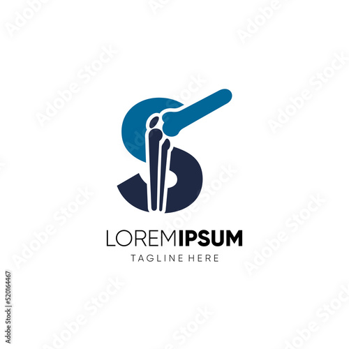 Letter S Knee Joint Bone Logo Design Vector Icon Graphic Emblem Illustration Background Template