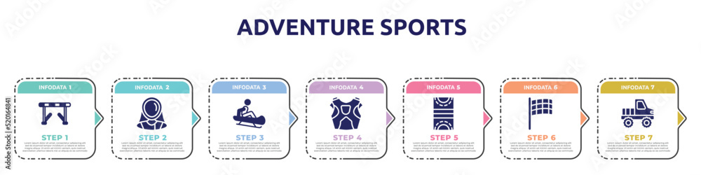 adventure sports concept infographic design template. included hurdle, fencer, sledding, protector, hockey pitch, black flagged, off road icons and 7 option or steps. adventure sports concept infographic design template. included hurdle, fencer, sledding, protector, hockey pitch, black flagged, off road icons and 7 option or steps.