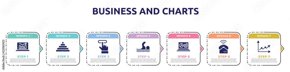 business and charts concept infographic design template. included on, pymarid stats, subscription, swim, statistics on screen, ringing, icons and 7 option or steps. business and charts concept infographic design template. included on, pymarid stats, subscription, swim, statistics on screen, ringing, icons and 7 option or steps.