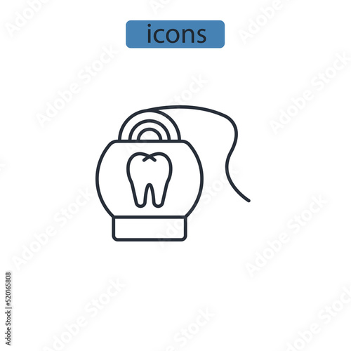 dental floss icons symbol vector elements for infographic web